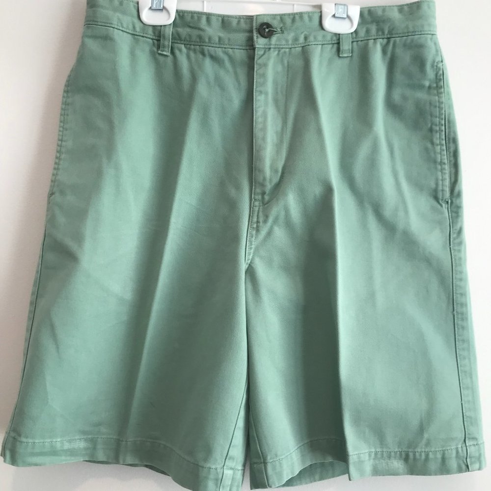 Chaps green 31" waist flat front chinos 9" inseam